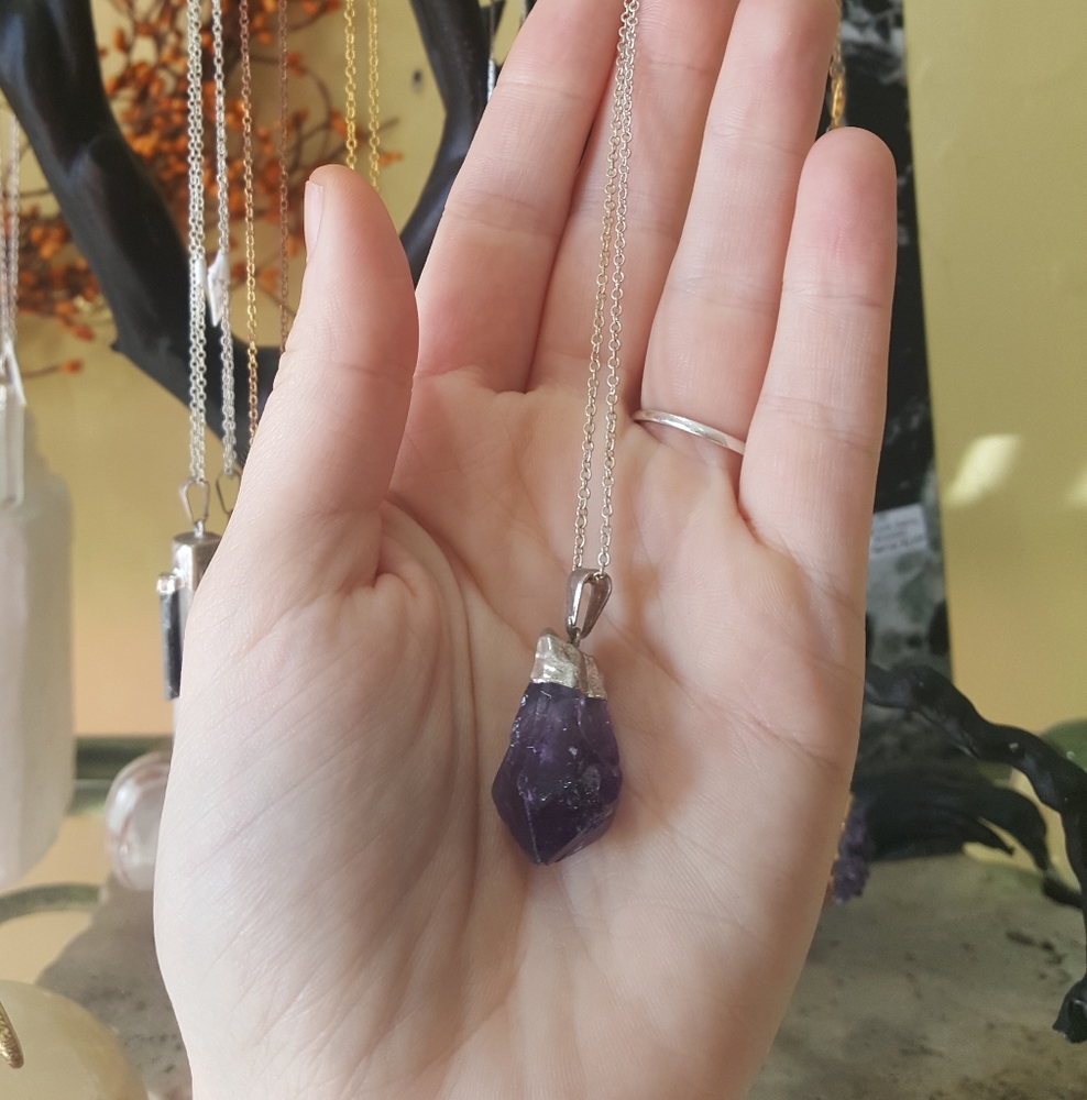 Lovely Amethyst Raw Crystal Necklace